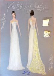 Vestido Novia cola dorada